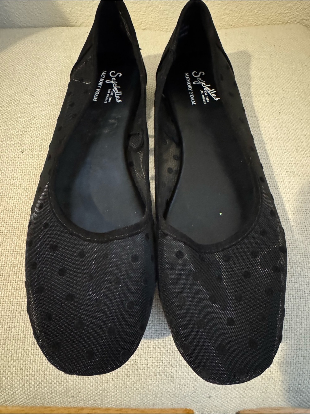 Seychelles Black Polka Dot Mesh Ballet Flats